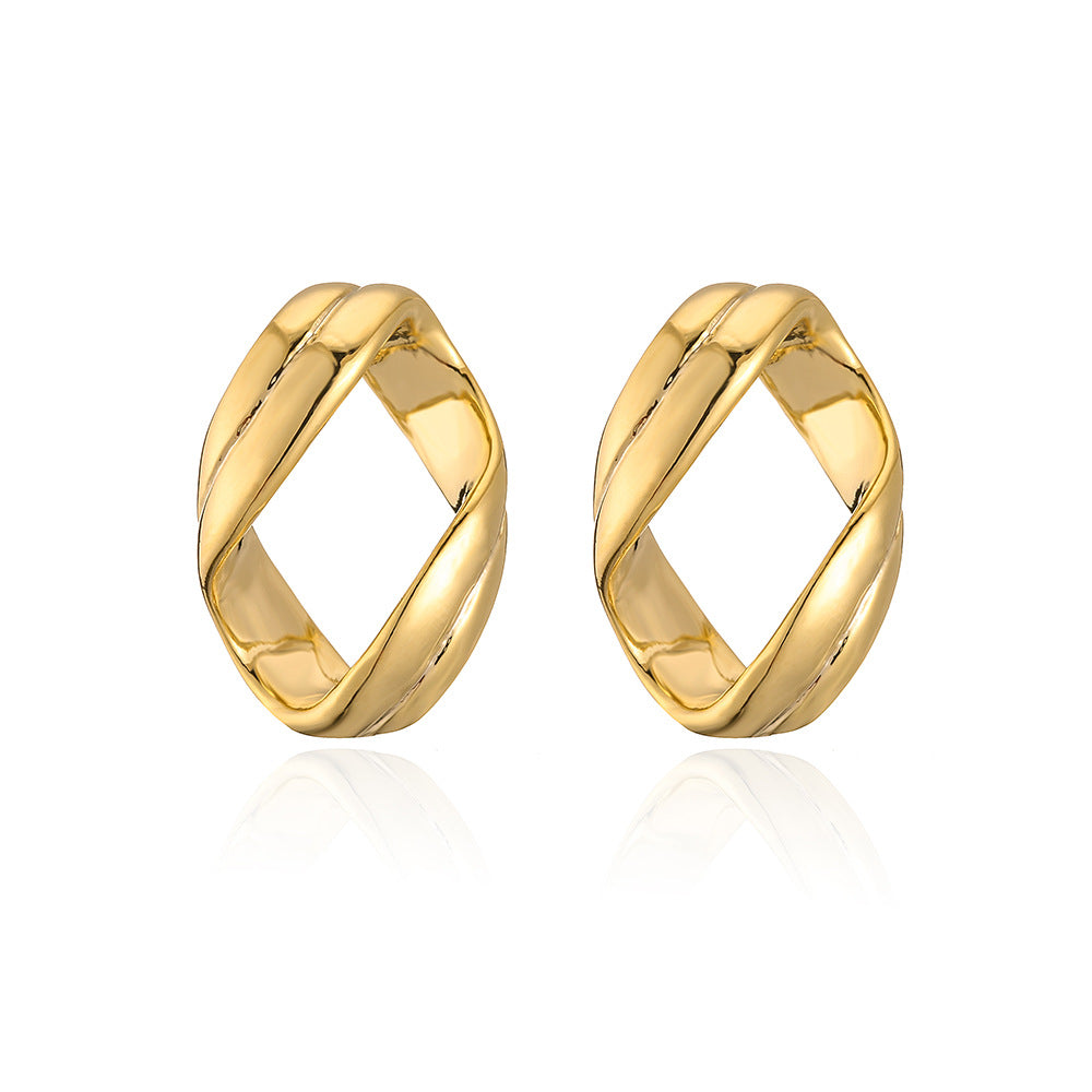 Orecchini Geometrici da Donna in Ottone Placcato Oro 18K con Forma Irregolare Contemporanea