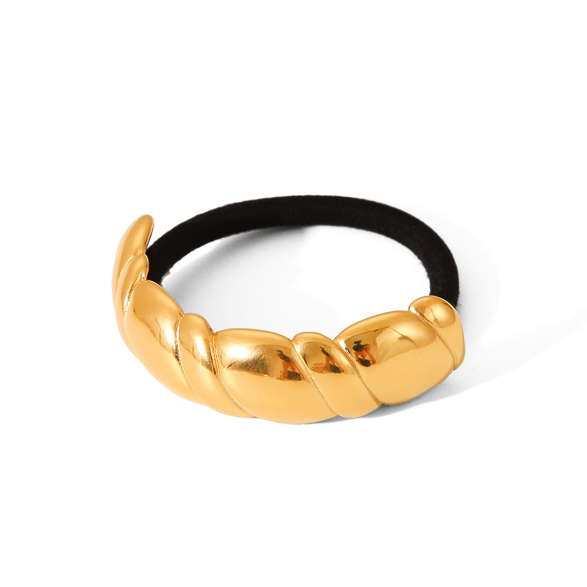 Ins Style Braided Texture High Elasticity Stainless Steel Ponytail Hair Ring for Women with Polished Finish