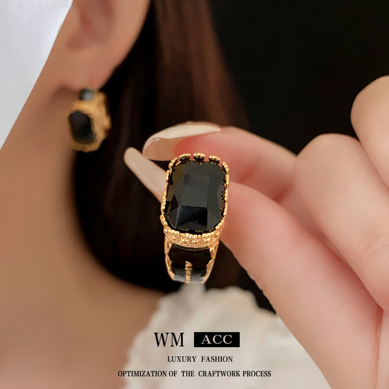 Vintage Square Enamel Skull Stud Earrings in Alloy with Gold Plating for Women