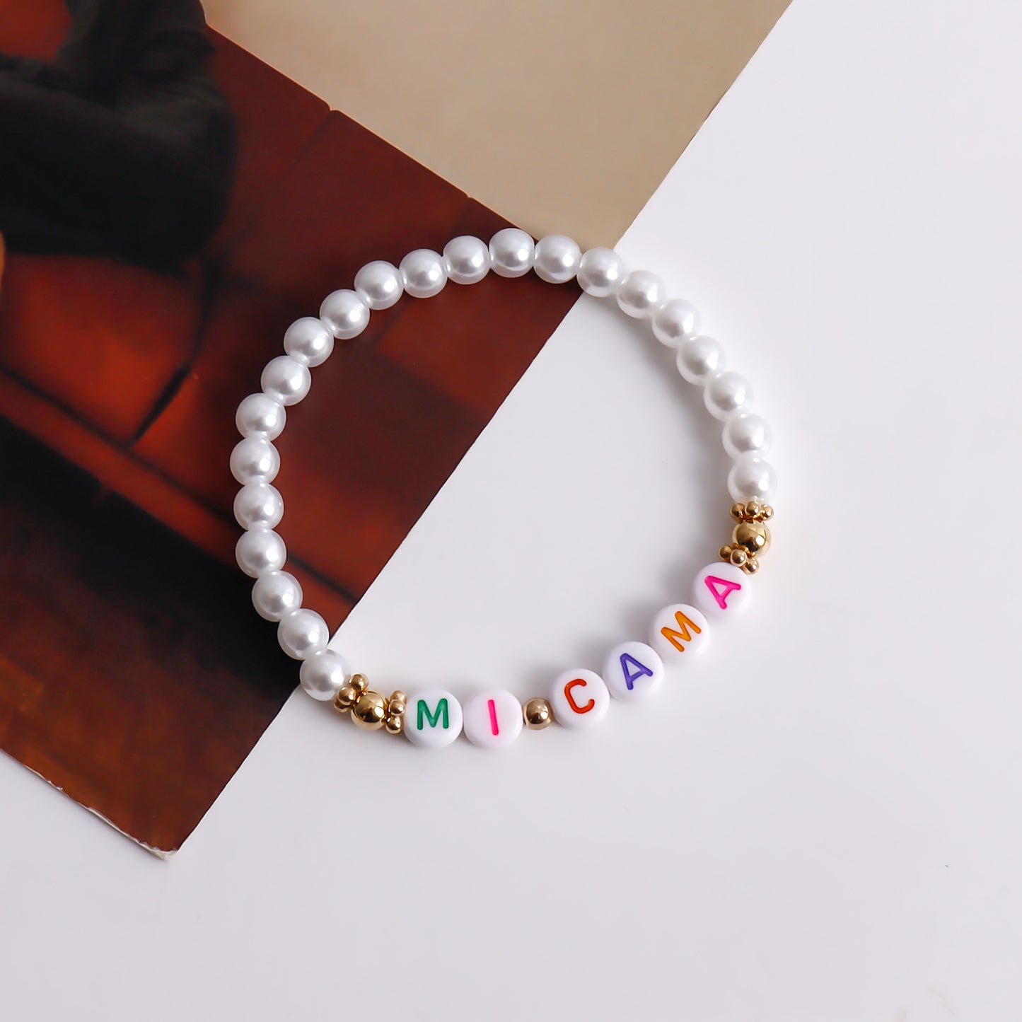 Geometric Style Pearl-Embellished Plated Bracelet Set for Women