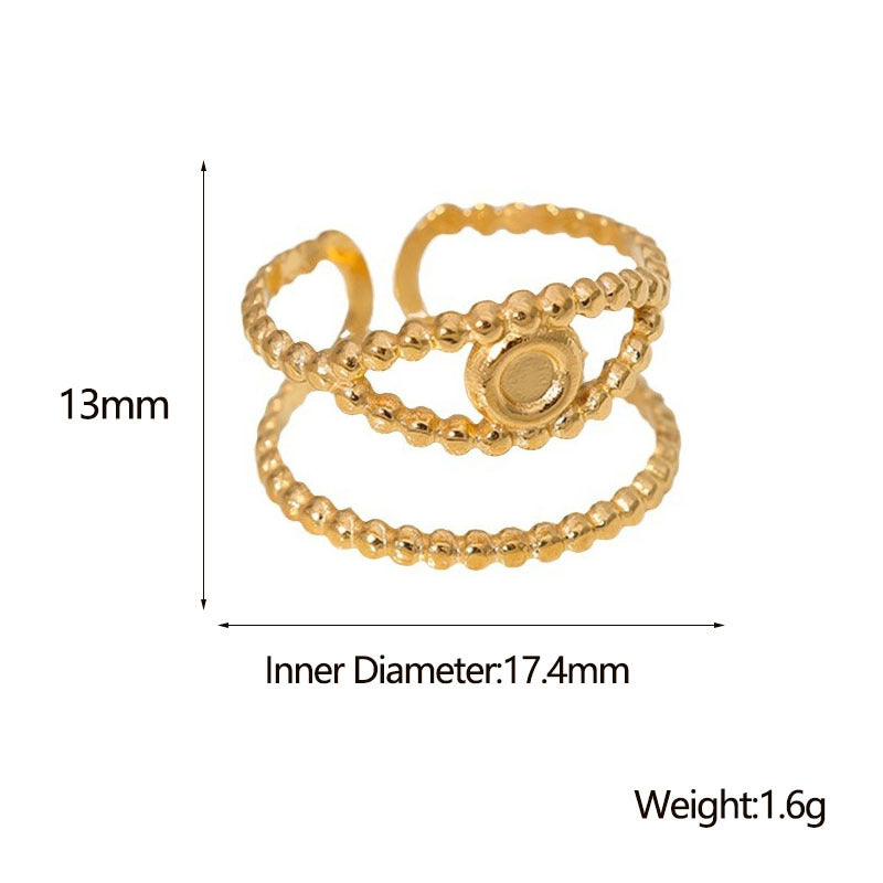 Minimalist Evil Eye Open Ring in Stainless Steel with 18K Gold Plating for Women