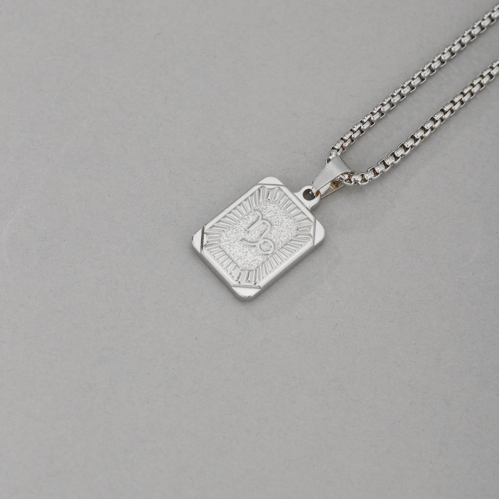Collana con Pendente Zodiacale Geometrico Minimalista in Acciaio Inossidabile con Finitura Placcata per Uomo e Donna