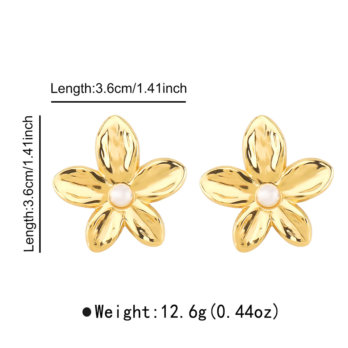 Pendientes minimalistas de acero inoxidable con diseño floral vintage, baño de oro de 14 quilates e incrustaciones de perlas