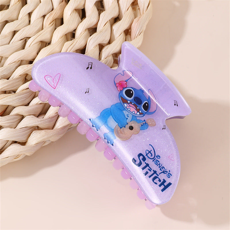 Cute Elegant Bow-Shaped Hair Claw for Kids Acrylic Hair Clip with Ruffled and Netted Details Princess Style Hair Accessory