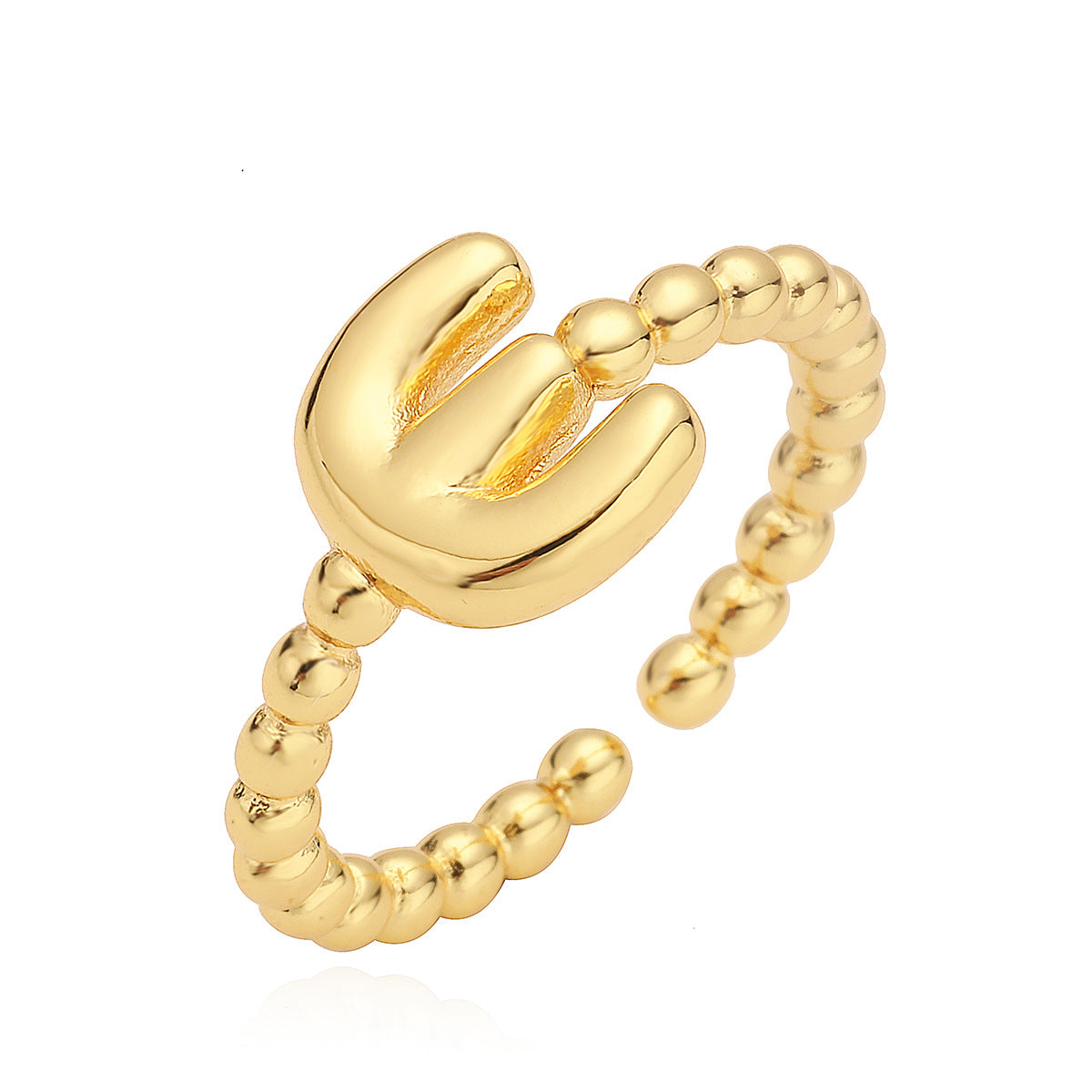 Minimalist 18K Gold Plated Brass Letter Ring for Women