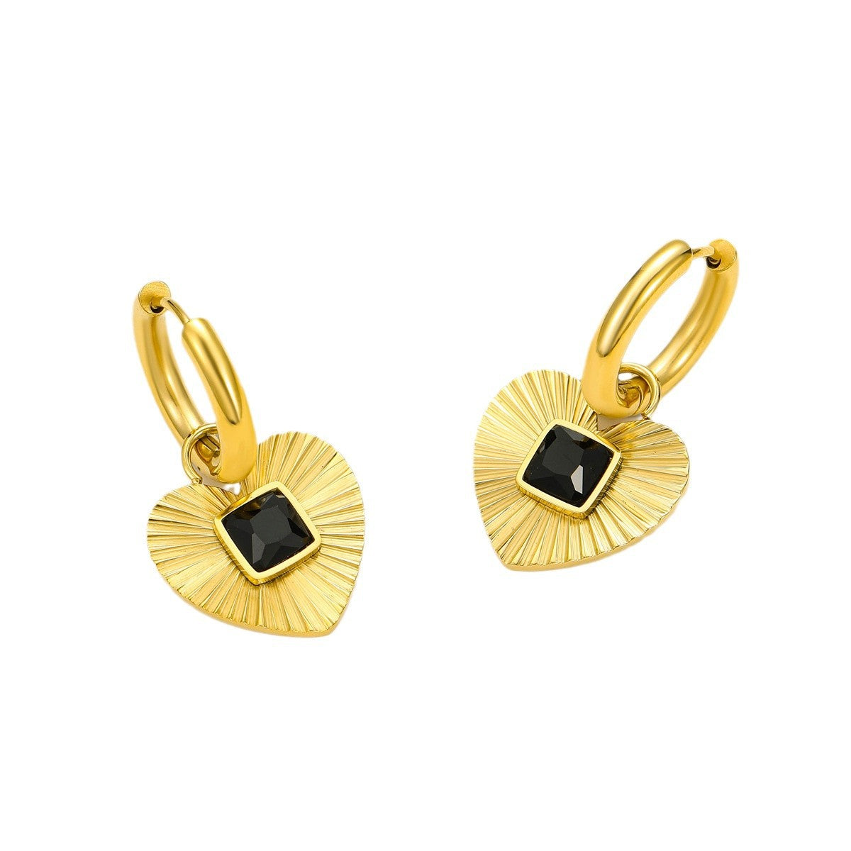 Minimalist Heart-Shaped Stainless Steel Hoop Earrings with Zirconia Inlay for Women