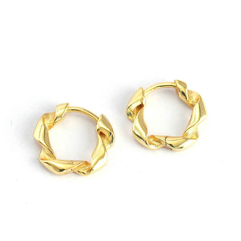 Orecchini a cerchio in argento sterling 925 con filo ritorto geometrico