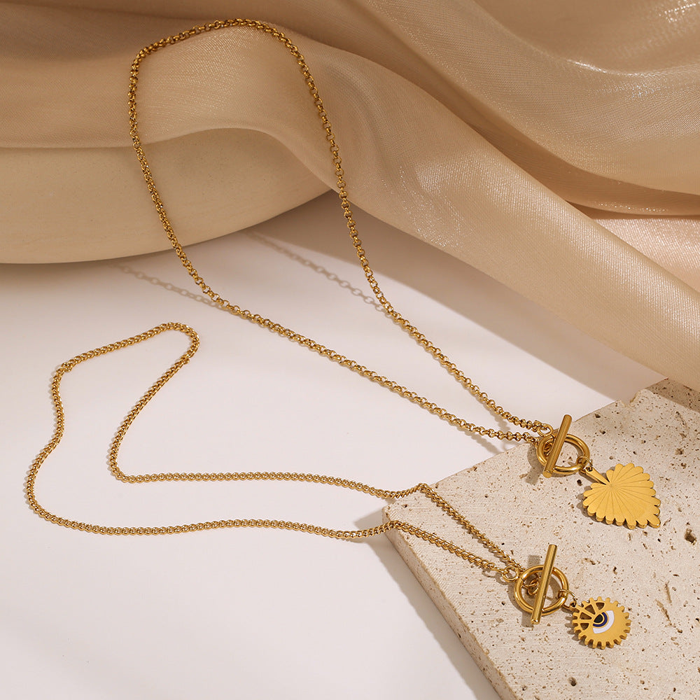 Collar de cadena con colgante de acero titanio minimalista con forma de corazón para mujer, con diseño de hoja, hipoalergénico