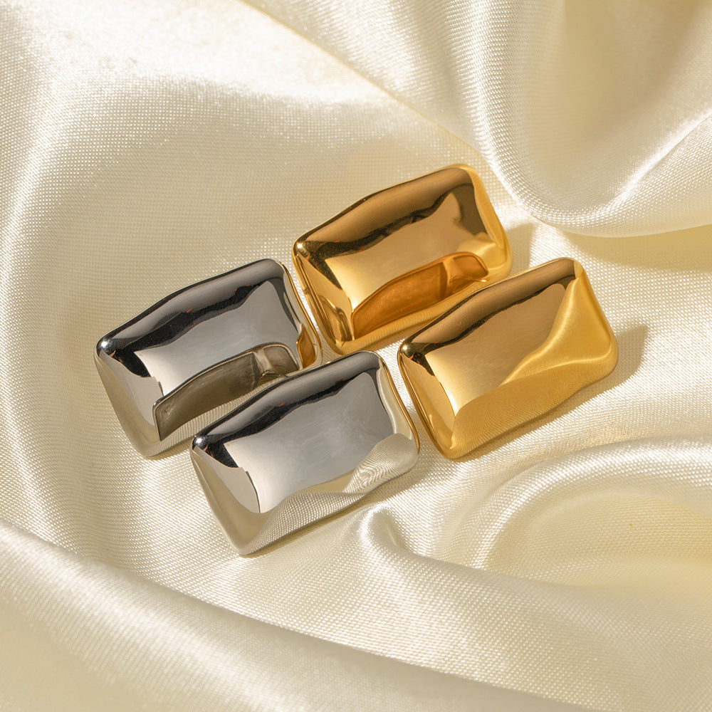 Pendientes de acero inoxidable geométricos rectangulares chapados en oro de 18 quilates, estilo vintage minimalista, para mujer