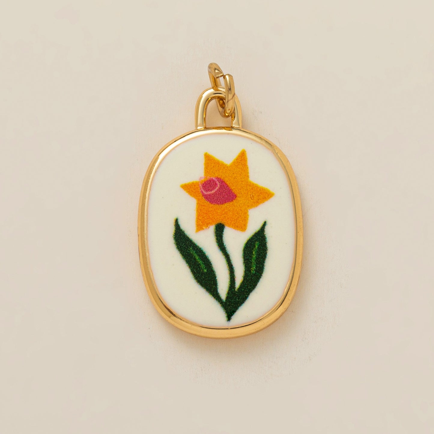 Minimalist Round Floral Brass Plated Shoe Charm Pendant