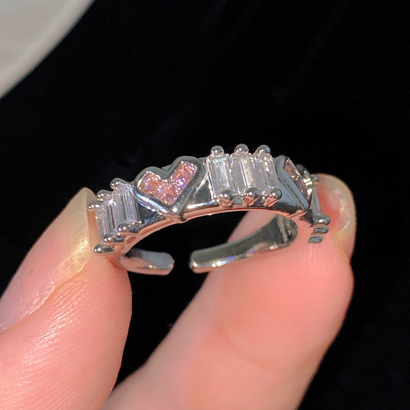 Sweet Cubic Zirconia Inlay Brass Bow Ring for Women
