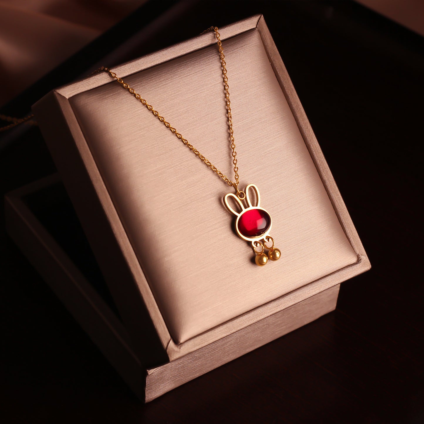 Geometric Titanium Steel Plated Pendant Necklace with Snake Chain for Women