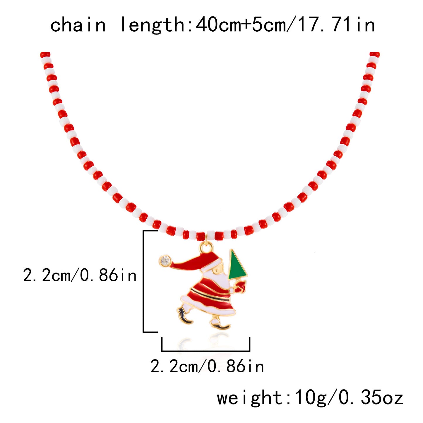 Fashionable Christmas Tree Pendant Necklace for Women with Alloy Charm, Beaded Design, Electroplated Finish, Festive Holiday Style