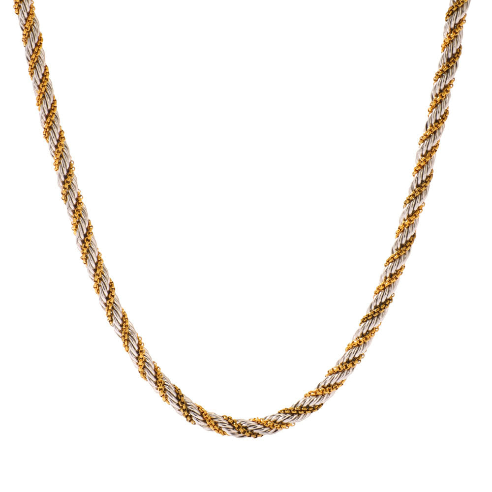 Collana Minimalista in Zirconia a Forma di Petalo in Acciaio Inox con Placcatura Sottovuoto in Oro 18K da Donna — Delicata Catena Clavicolare