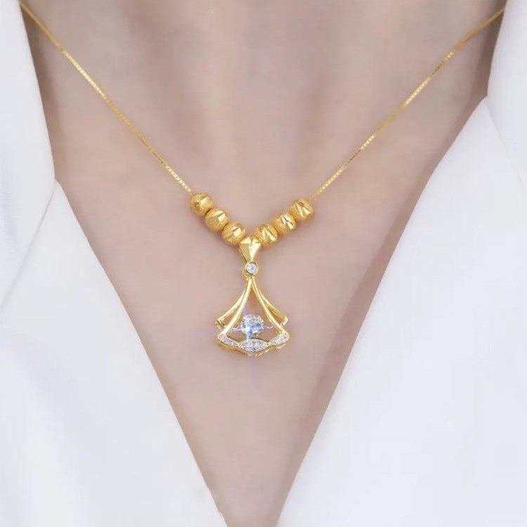 Elegant Ginkgo Leaf Pendant Necklace for Women with Titanium Steel Chain and Plated Finish