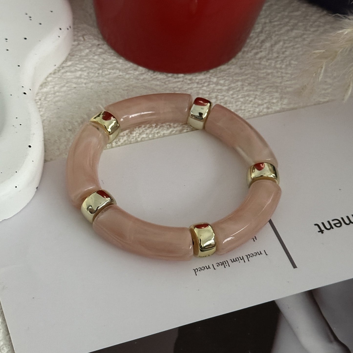 Conjunto de pulseras de tubo curvo de acrílico geométrico de aceite de goteo vintage