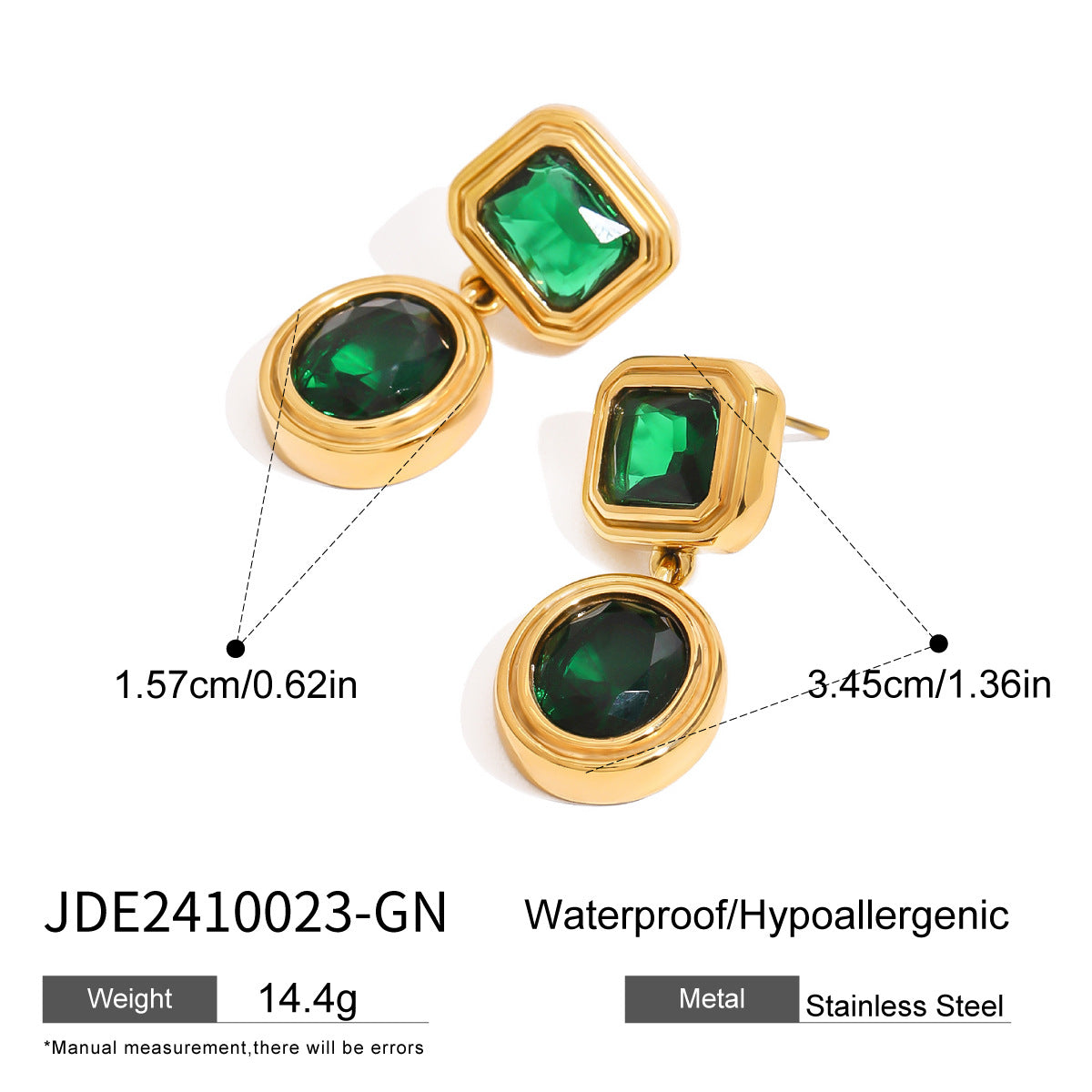 Elegant Geometric Heart Stainless Steel Plated Agate Stud Earrings for Women