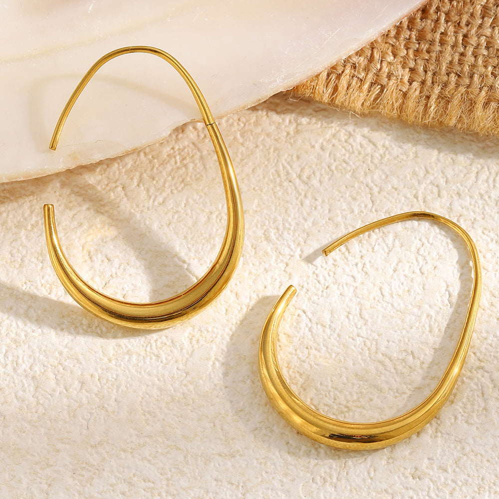 Aretes de mujer chapados en oro de acero inoxidable con diseño geométrico minimalista