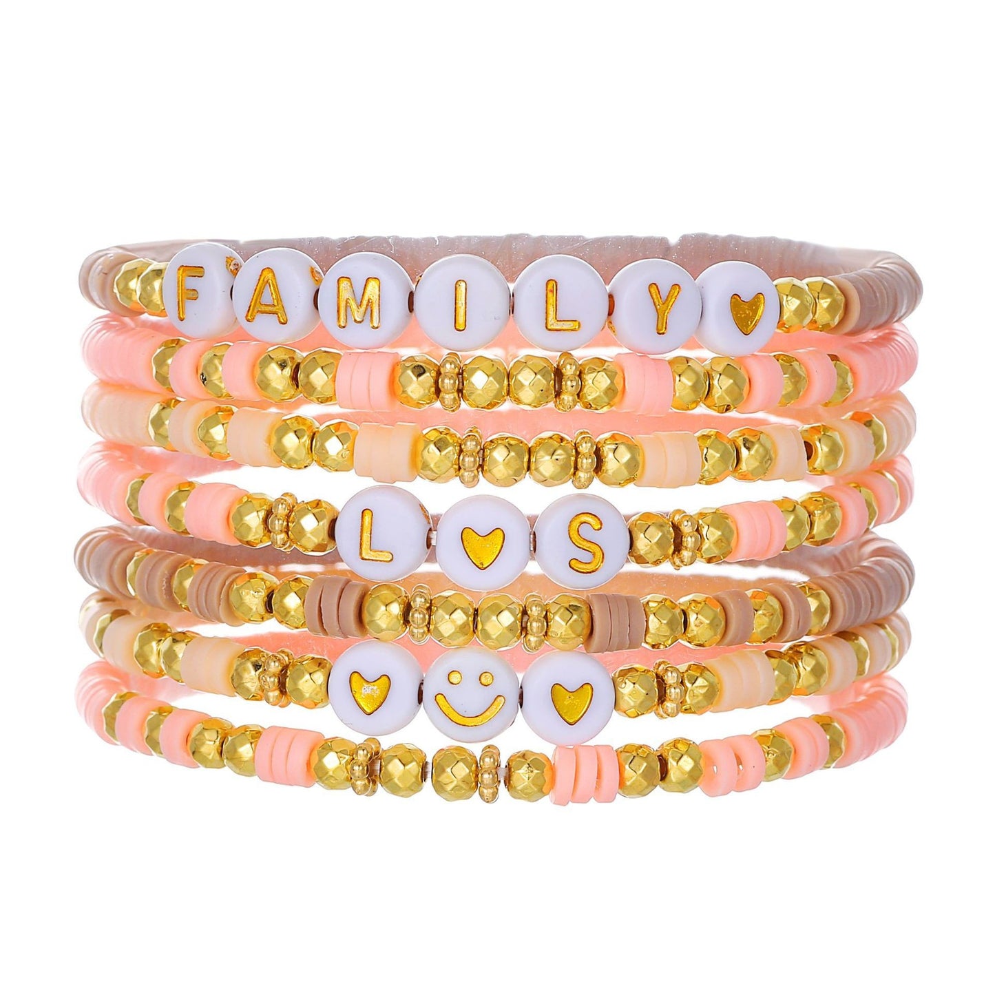 Casual Geometric Letter Resin Brass Acrylic Handmade Bracelet Set for Women and Men