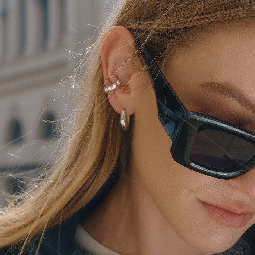 Minimalist Luxury Geometric Stainless Steel Plated Cubic Zirconia Earrings for Women
