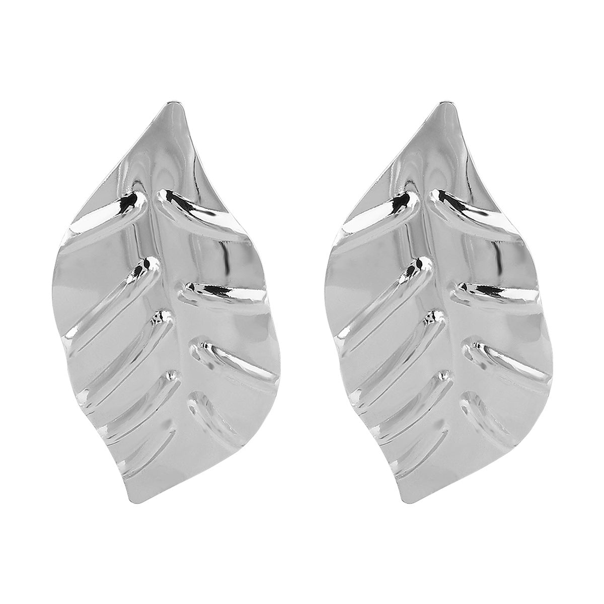 Pendientes de Hierro Minimalistas con Forma de Hoja y Acabado Galvanizado para Mujer, Joyería Botánica Versátil y Elegante