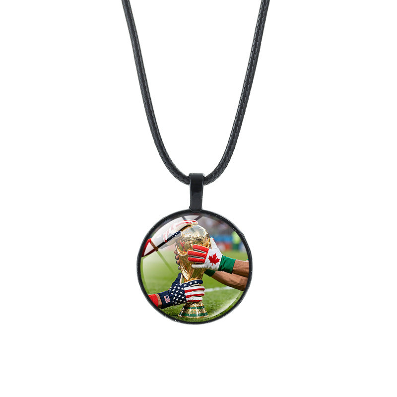 Vintage Sporty Geometric Alloy Plated Crystal Pendant Necklace Unisex
