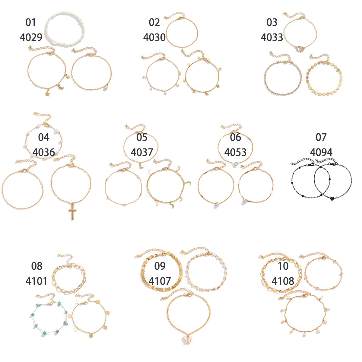 Juego de tobilleras minimalistas con borlas en forma de estrella y perlas de imitación para mujer, joyas de resina y plástico