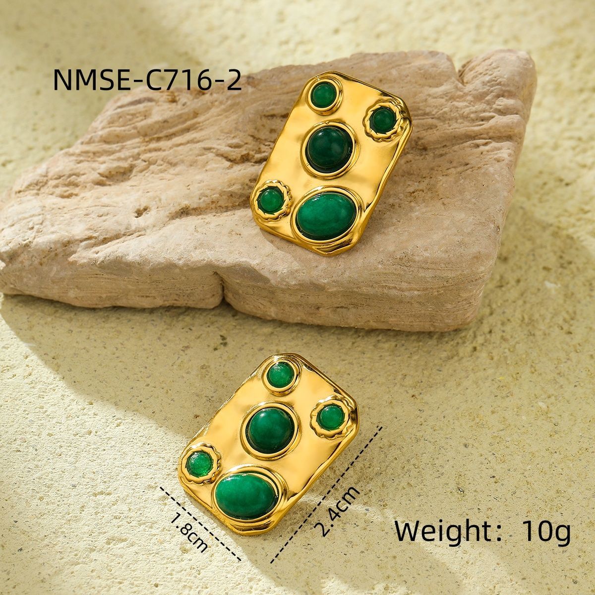 Set di collana con pendente in titanio e acciaio quadrato minimalista con intarsio in pietra naturale da donna