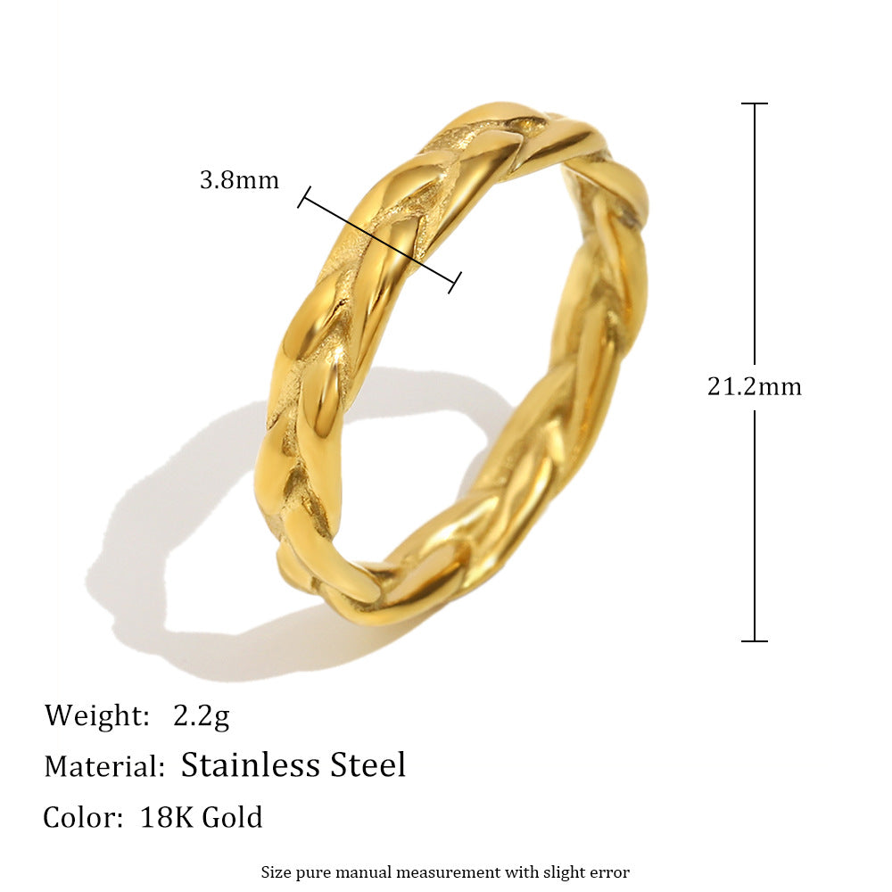 Minimalist Geometric Stainless Steel Ring with 18K Gold Plating for Women