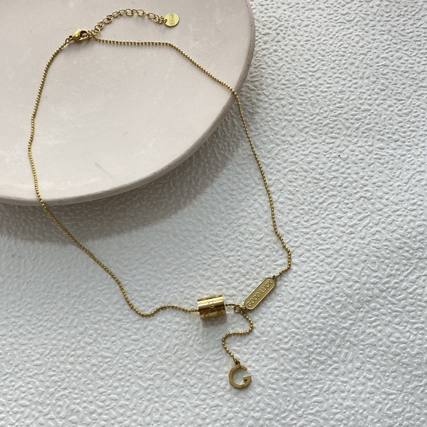 Fashion Geometric Letter G Gold Plated Titanium Steel Tassel Necklace Unisex