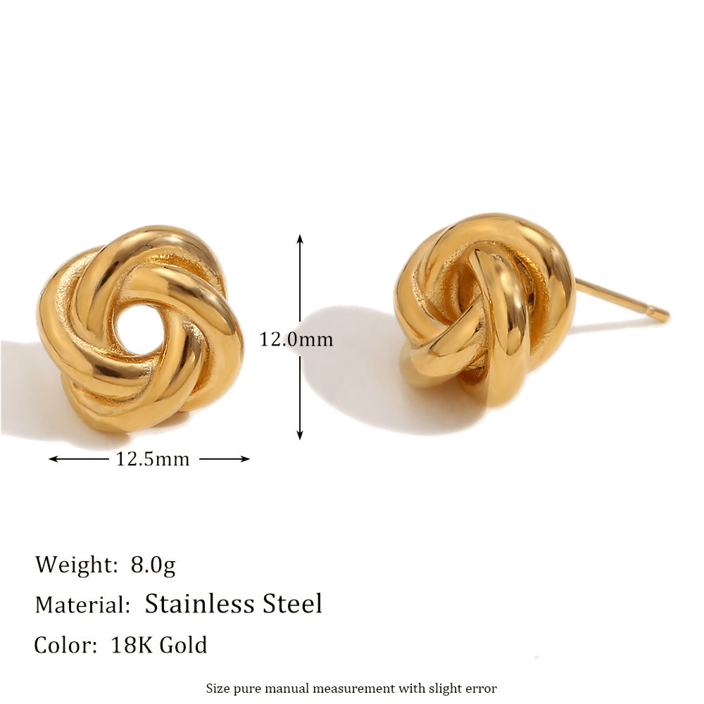 Minimalist Geometric Stainless Steel 18K Gold Plated Thread Ball Stud Earrings for Women