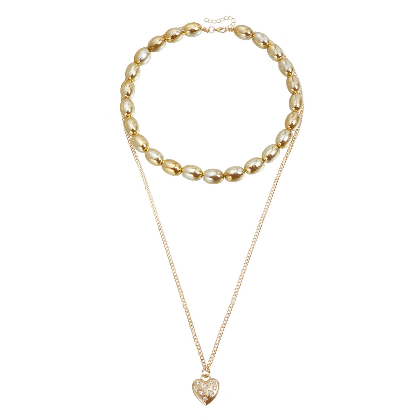 Vintage Gold Plated Alloy Heart Geometric Layered Necklace for Women and Men