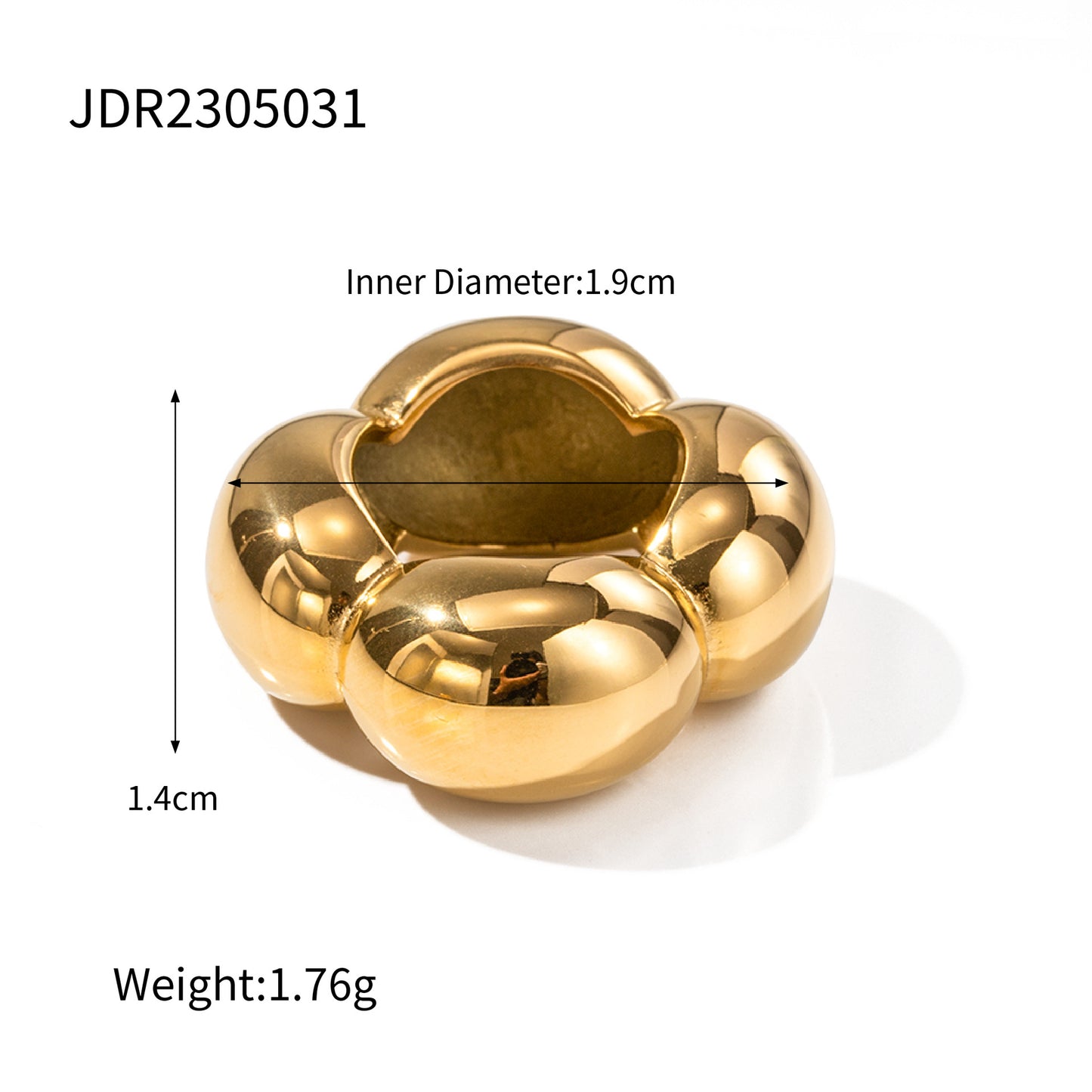18K Gold Plated Geometric Stainless Steel Ring for Women