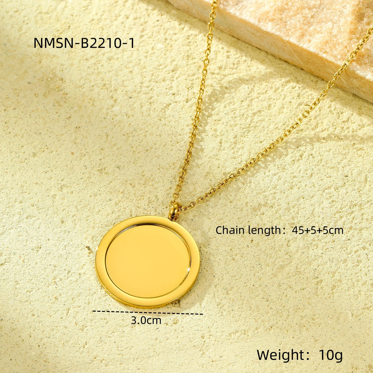 Collar colgante de acero inoxidable redondo chapado en oro de 18 quilates elegante y minimalista para mujer, barra de dijes DIY