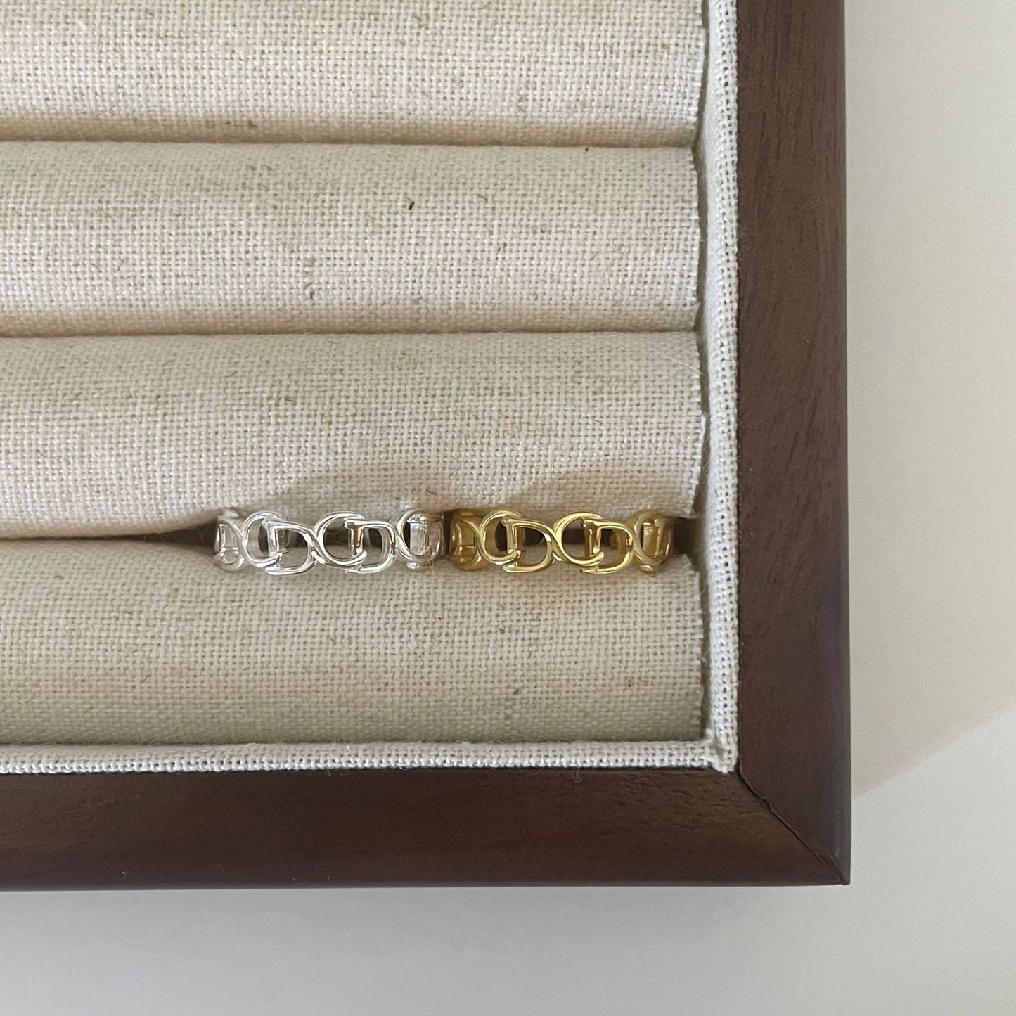 Minimalist Geometric Letter Ring in 925 Sterling Silver with Plated Finish for Women