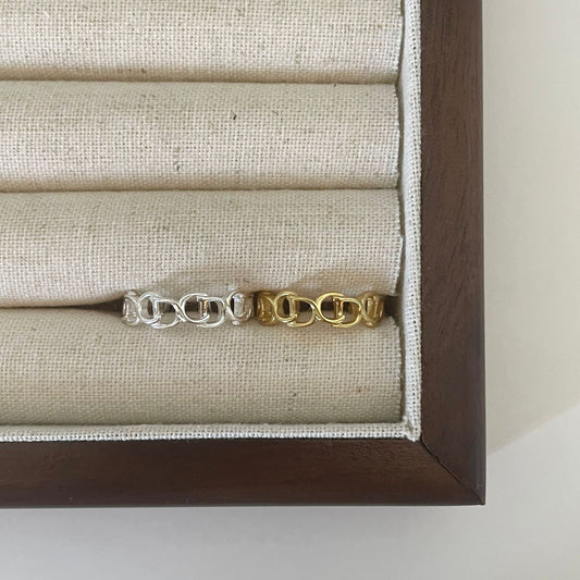 Minimalist Geometric Letter Ring in 925 Sterling Silver with Plated Finish for Women