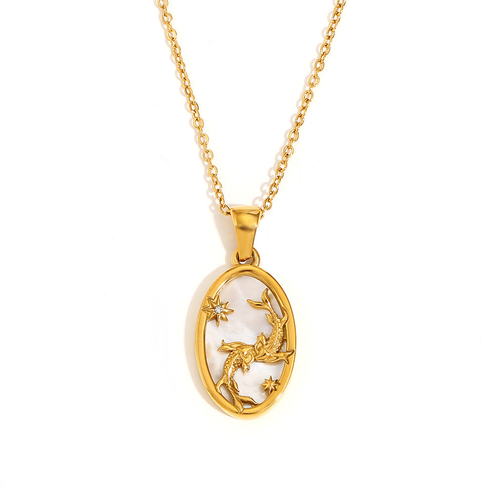 Collana con Pendente a Cuore Floreale Vintage in Agata Rossa da Donna con Catena in Acciaio Inox e Placcatura in Oro 18K