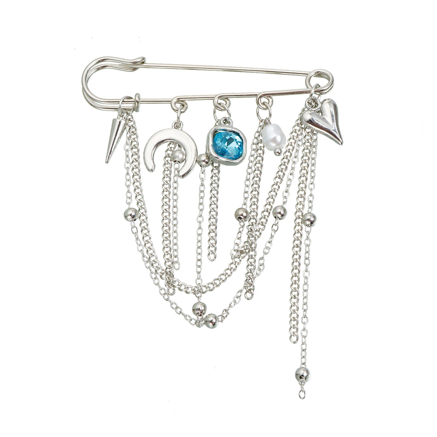 Broche de Luna y Corazón Geométrico de Moda para Mujer con Cuerpo de Aleación y Acabado Galvanizado para Regalo de Decoración o Uso Antideslizante