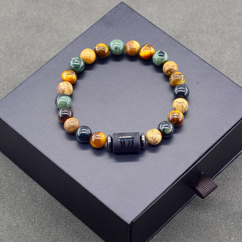 Classic Unisex Natural Stone Zodiac Beaded Bracelet