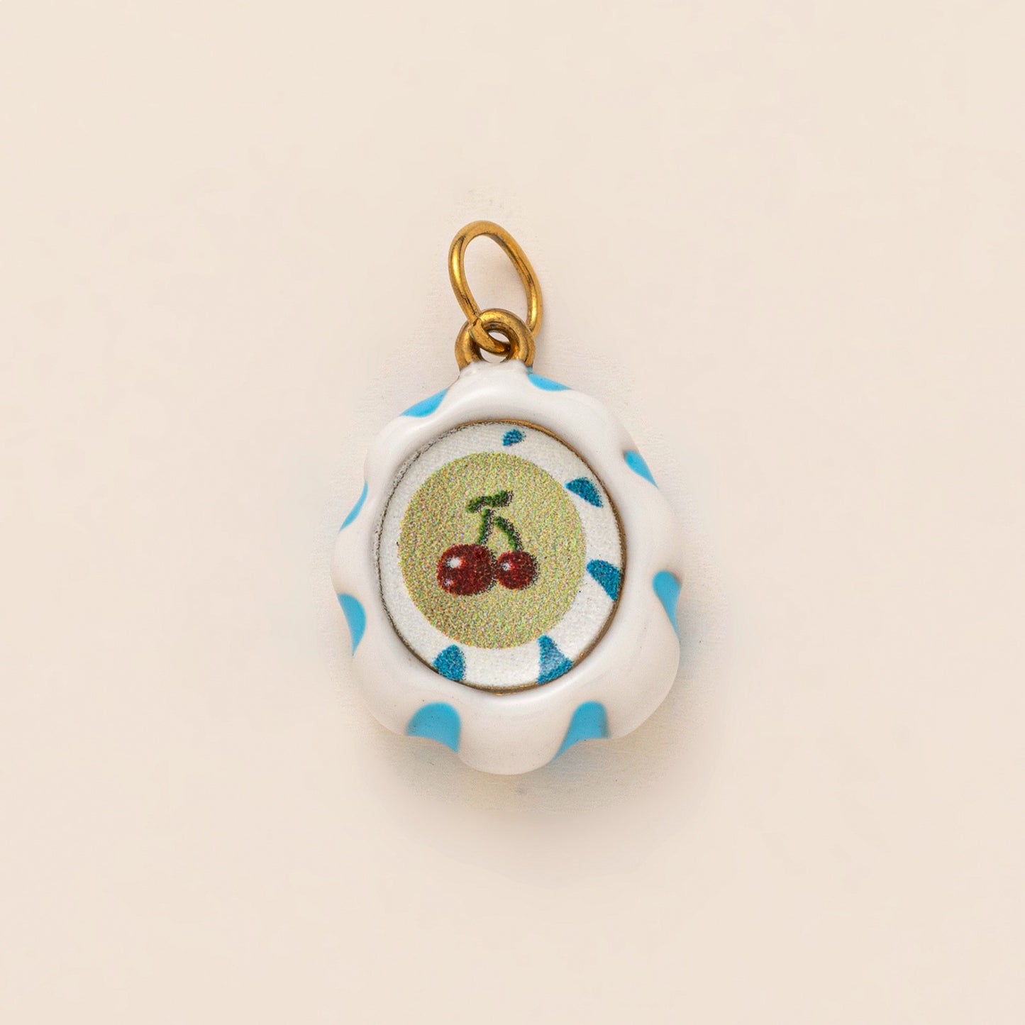 Llavero Colgante de Bolso con Charm DIY con Patrón Geométrico de Corazón y Fruta, Chapado en Oro de 18K, Estilo Minimalista