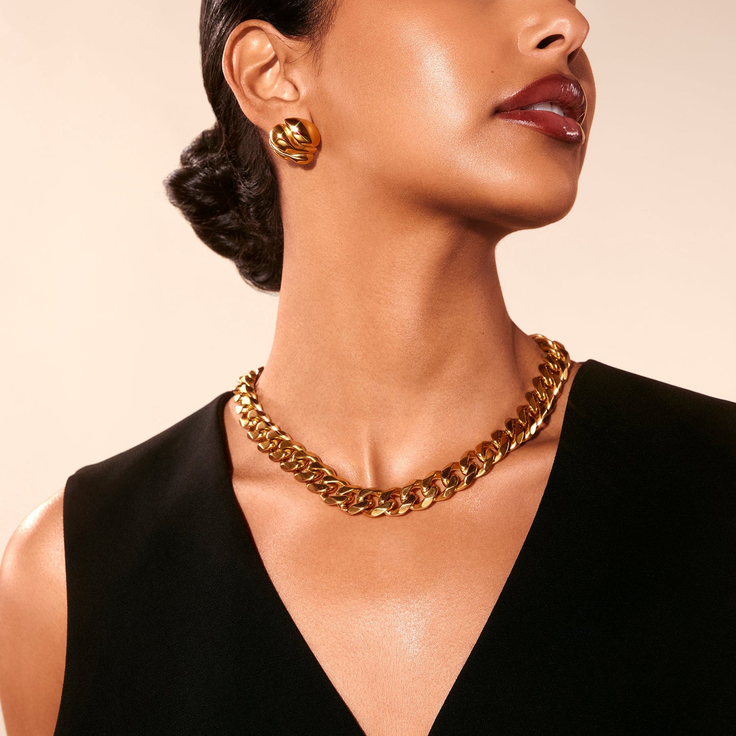 Luxury Gold Plated Geometric Oval Stainless Steel Ear Studs for Women
