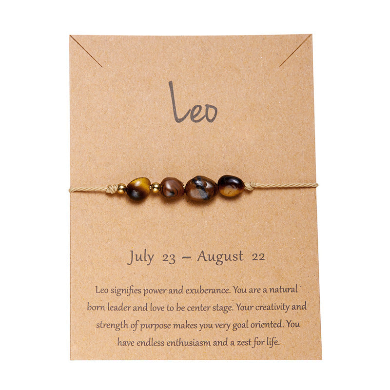 Pulsera de cuerda con cuentas de piedra natural para mujer, con elementos de constelación del zodiaco