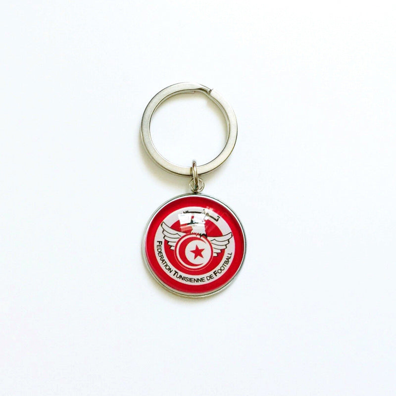 Sporty Round Stainless Steel Keychain National Football Team Souvenir Gift