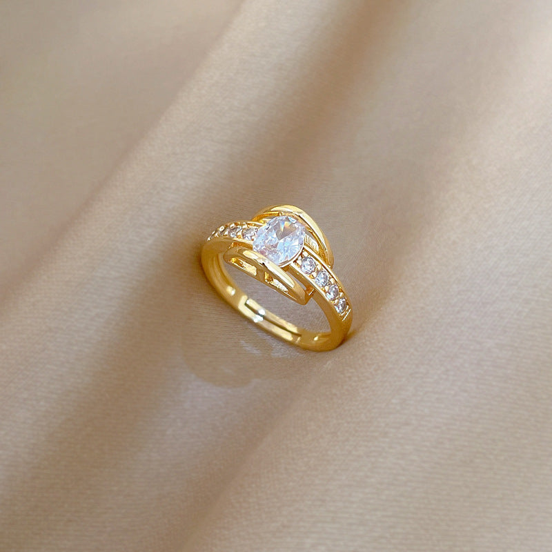 Minimalist Sweet Gold Plated Crown Ring Adjustable Brass Jewelry for Women and Couples