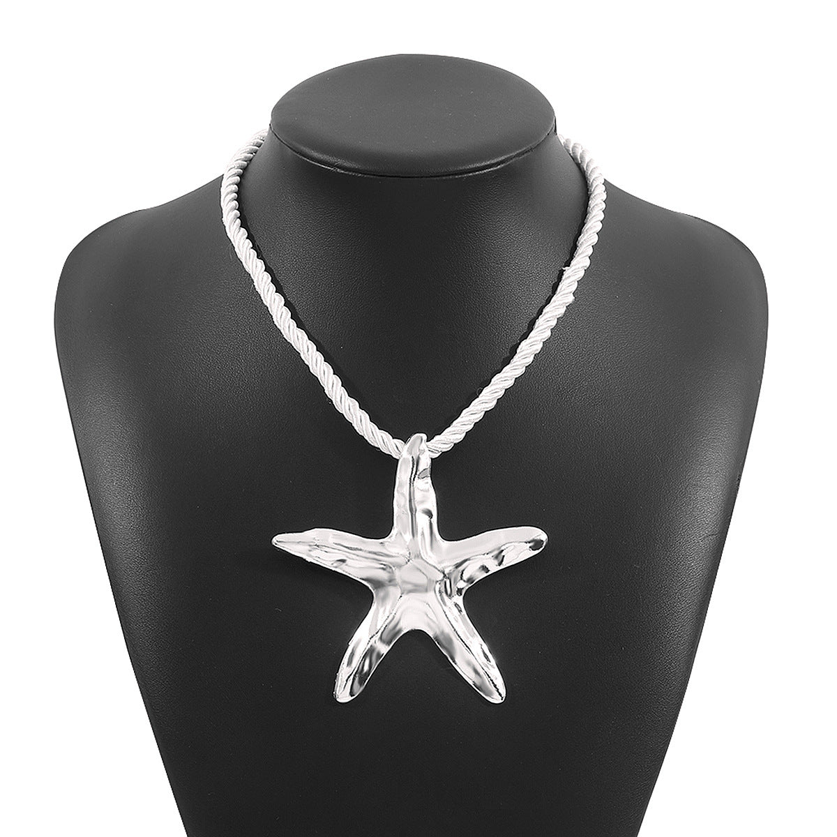 Collar con colgante de estrella de mar y concha personalizado para mujer con colgante de aleación de forma geométrica, acabado galvanizado, estilo playero, joyería minimalista