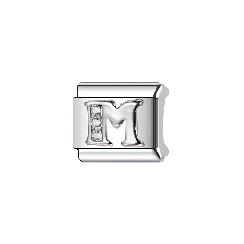 Bracciale con ciondolo a lettera fai-da-te in acciaio inossidabile, unisex, con maglie modulari