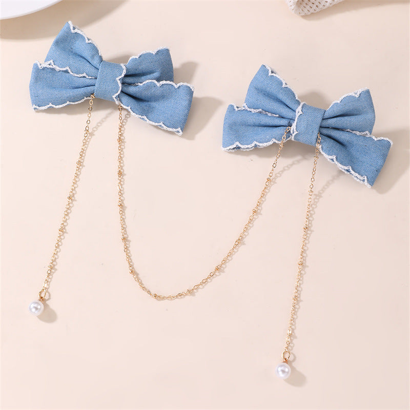 Pinza para el pelo retro coreana con lazo para niñas, horquilla de resina plástica, accesorio para el pelo de estilo natural