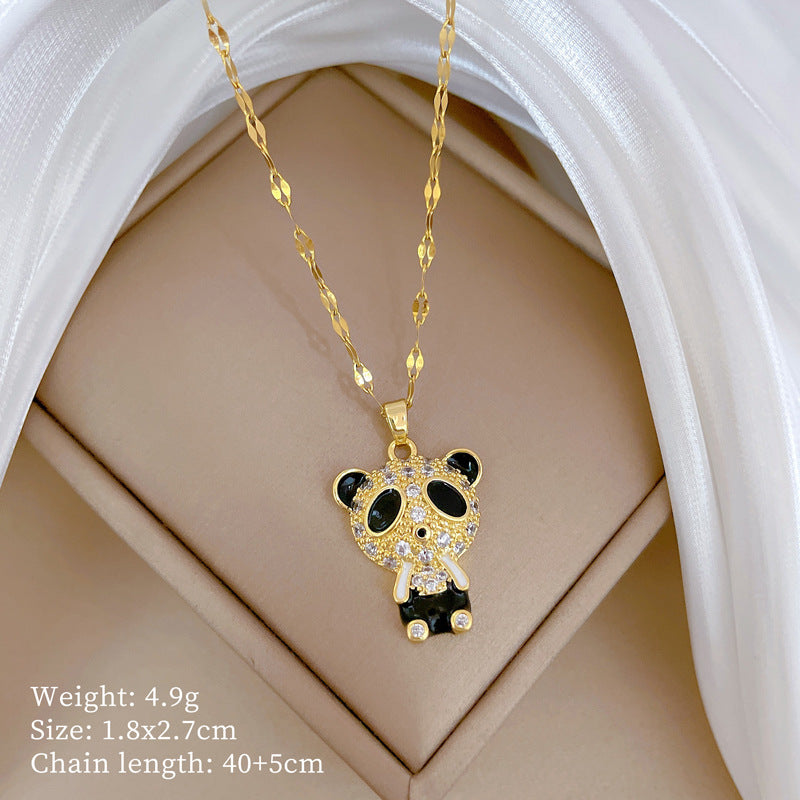 Collar de titanio con diamantes de imitación, cielo estrellado geométrico, para mujer, cadena de labios minimalista, estilo dulce