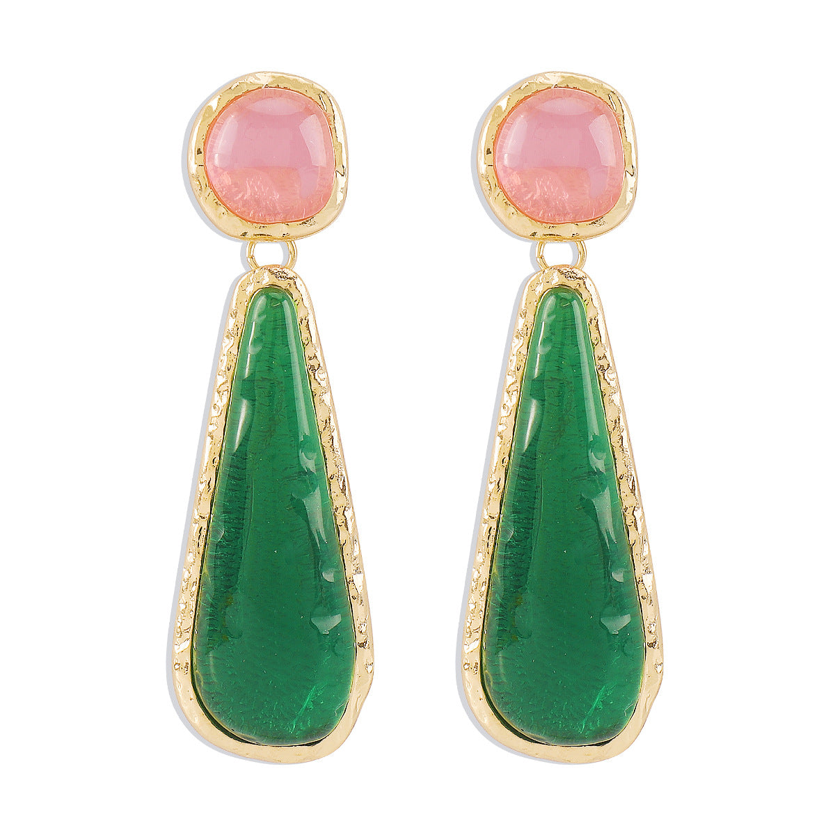 Pendientes Geométricos de Resina Vintage para Mujer con Base de Aleación y Acabado Galvanizado, Joyería para las Orejas Elegante y Atrevida