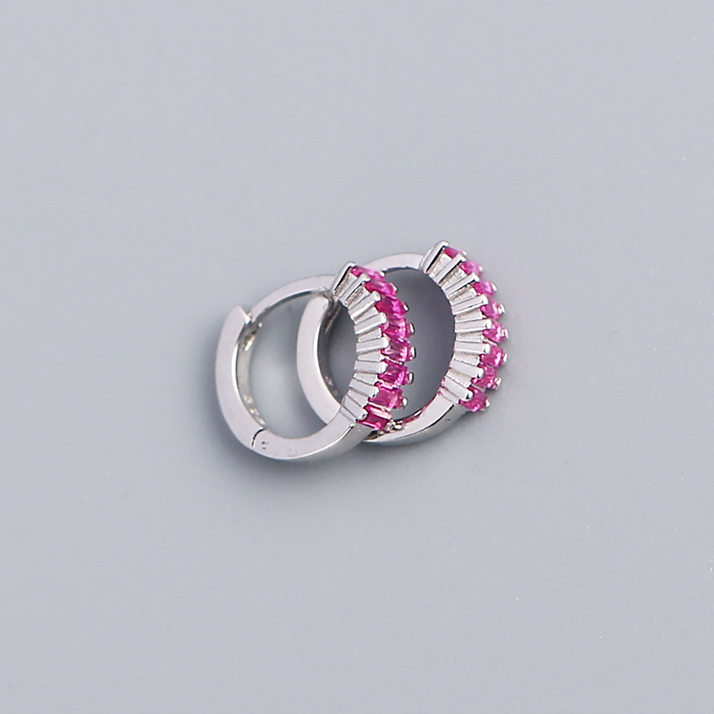 Pendientes de tuerca de plata esterlina 925 con incrustaciones geométricas de diamantes de imitación para hombres y mujeres unisex